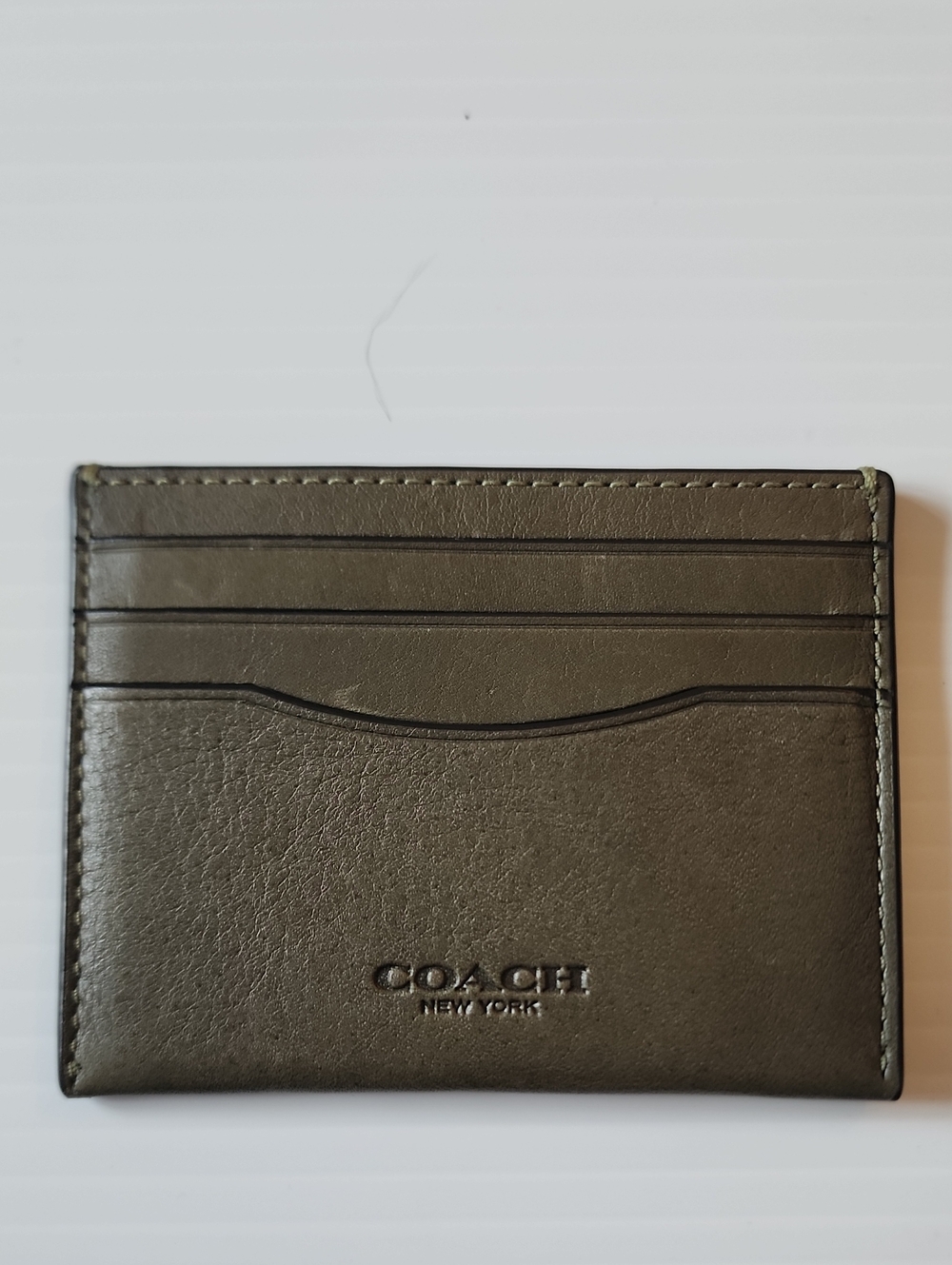 Coach Sport Olive Green Calf Leather Card Holder. 4×3